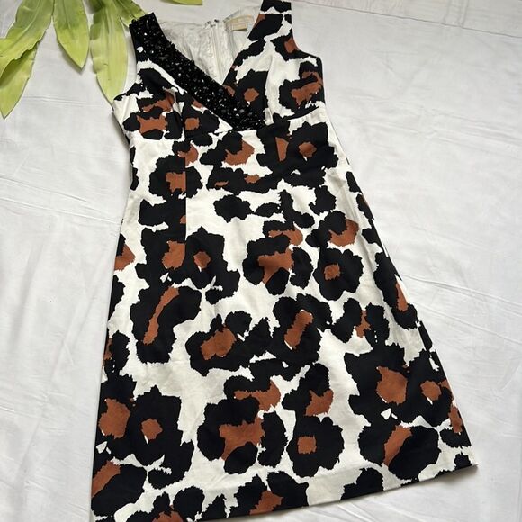 ⭐️MICHAEL Michael Kors Sleeveless Beaded Leopard Print Dress⭐️ - Picture 3 of 7